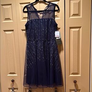 J Taylor Navy sparkle dress NWT size 12 Party!